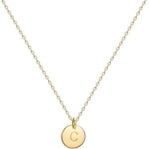 Personalized 14K Gold Plated Initial Necklace - Dainty Coin Pendant Charm